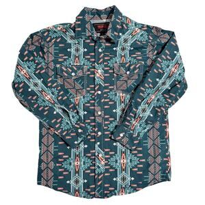 Rock & Roll Denim Boys Large Snap Shirt Western Aztec Modern Fit